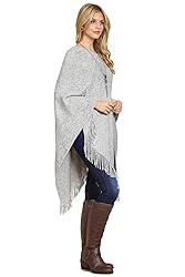 Classic Soft Knit Poncho Shawl Wrap - Basic Warm