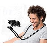 Flexible Long Arms Stand Clip Holder,Hanging on Neck Universal Lounger's Bracket for Mobile Phone Tablet PC Desktop(Black)
