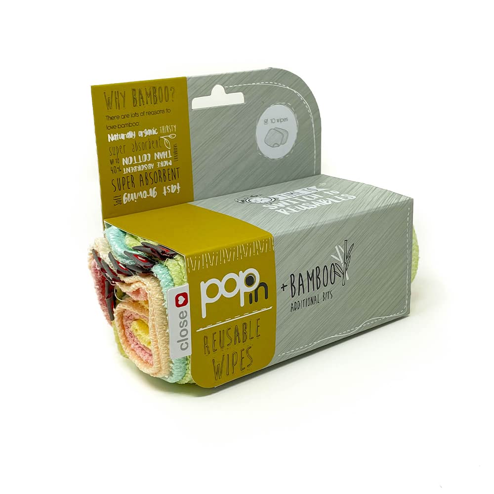 Close Parent - Premium Reusable Baby Wipes in Pastels - Hypoallergenic, Bamboo, Multi-Use - Pack of 10