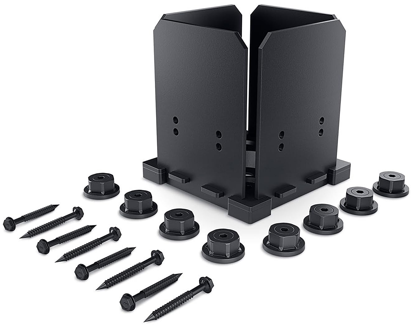 Ozco 51708 Ironwood 6X6 Post Base, Black Galvanized Steel (1 per Pack)