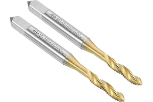 uxcell 2pcs Spiral Flute Thread Taps, M3.5 x 0.6 H2 Screw Threading Tap, Titanium Coated 6542 High Speed Steel Machine Tappin