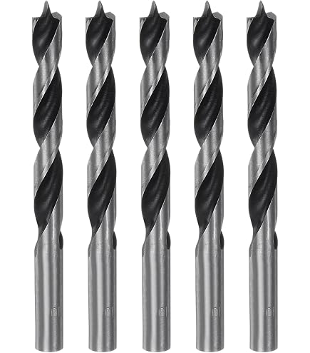 HARFINGTON 10-Pack 5mm Brad Point Drill Bits – HSS Straight Round Shank, 52mm Cutting Depth For Woodworking, Plastic & Rubber