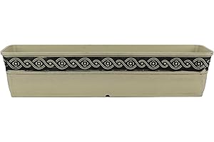 Classic Home and Garden Corinthian Rectangular Planter Box w/Drain Plug - Long Planter for Window Sills & More - Window Box P