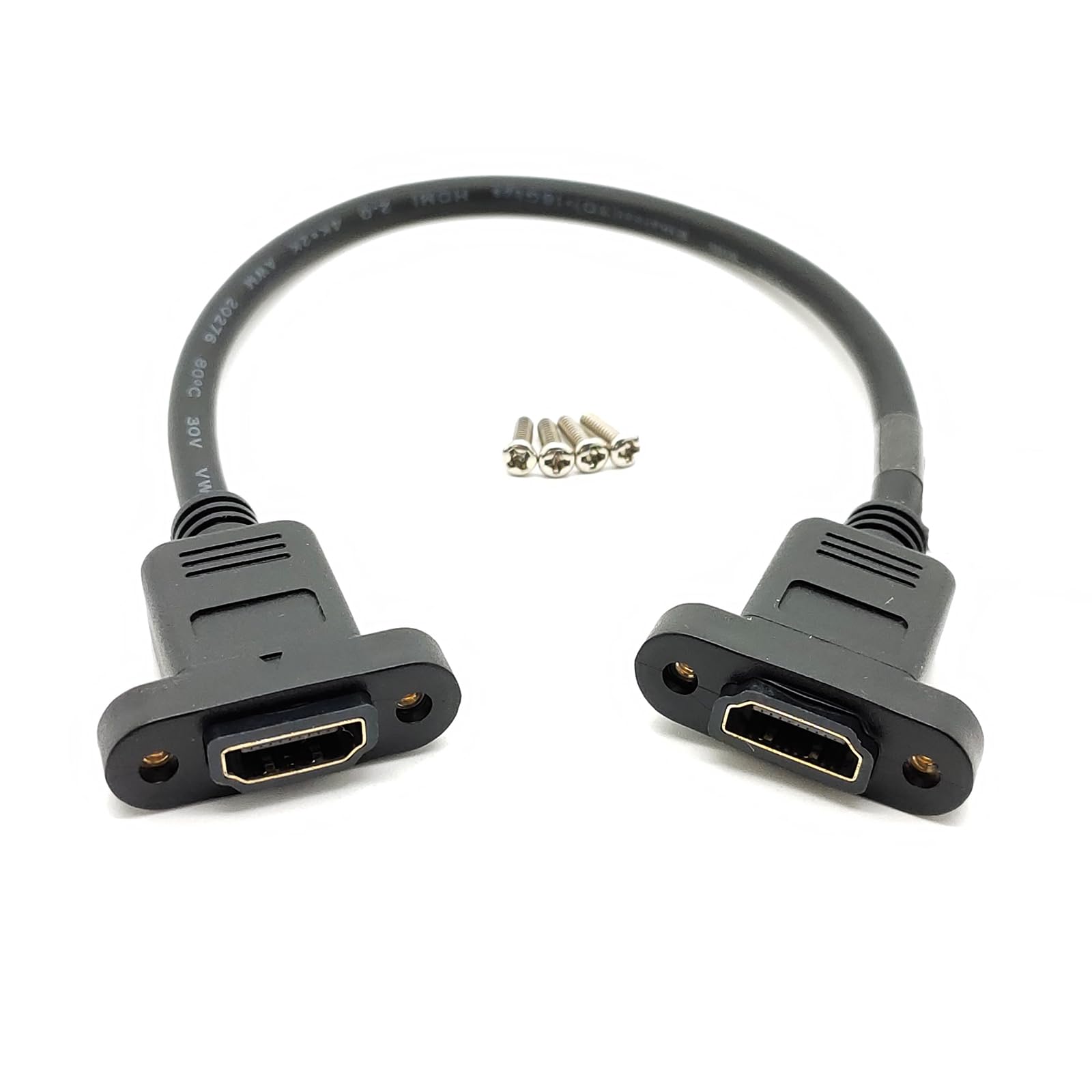 Photo 1 of GXMRHWY HDMI Female to HDMI Female Panel Mount Ethernet Adapter High Speed Extension Cable 28AWG with Screws 30CM