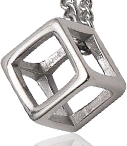 Amazon Ludus Felix ネックレス メンズ キュービック 立方体 サージカル ステンレス ジュエリーボックス付き ペンダント シルバー メンズネックレス シルバー ネックレス 通販