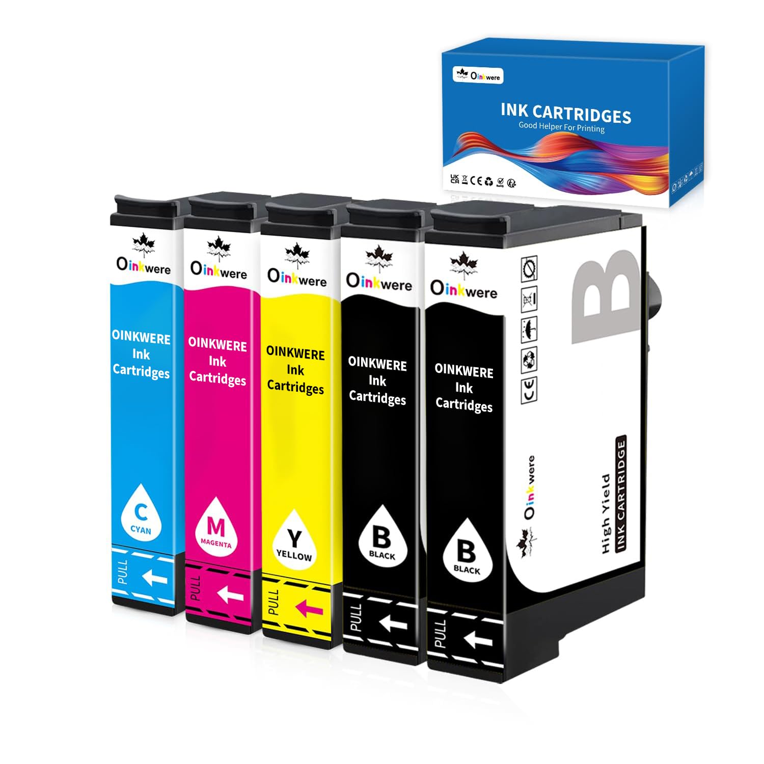 OINKWERE Ink Cartridges Multipack Compatible for Epson 604 Ink Cartridge for Expression Home Expression Home XP-2200 XP-2205 XP-3200 XP-3205 XP-4200 XP-4205 WF-2910 WF-2930 WF-2935 WF-2950 (5-Pack)