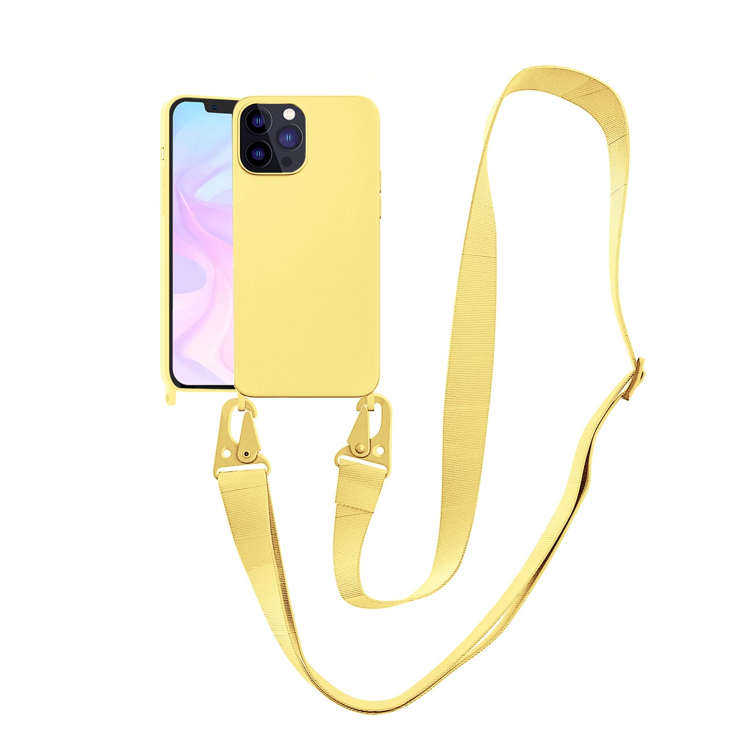 VooDirop Crossbody Case for iPhone 11, Soft Silicone TPU Phone Necklace Case with Nylon Strap, Crossbody Protective Phone Cover Compatible with iPhone 11 Yellow — image 1