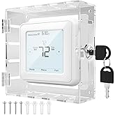 Large Thermostat Box Cover with Key, Clear Thermostat Cover with Lock, Large Thermostat Cover with Lock Universal, Clear AC Box for Wall Thermostats, Fits Thermostats 5" H W or Smaller