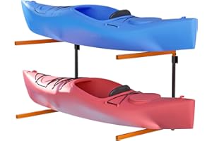 Flenpptly Wall Mounted Kayak Storage Rack, Kayak Racks for Outdoor Storage, Kayak Wall Mount 4 Tier Adjustable Surfboard Paddleboards Holder, Holds Up to 220 lbs