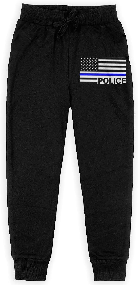 Nm78kL&KU Men's Heavyweight Sweatpants, 100% Cotton USA Flag Police Activewear for Youth