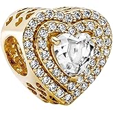 YUMINN 925 Sterling Silver Charms for Bracelets Gold Love and Heart Charms Cherry Blossom Dangle Beads Jewelry for Women