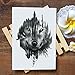 Kotbs 6 Sheets Animal Temporary Tattoos, Black Strong Wolf Tiger Tattoo Stickers for Men Women Adults Waterproof Fake Tattoos
