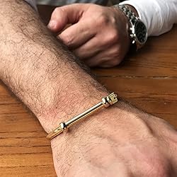WISTIC Silver Bar Screw Cuff Bangle Bracelets for