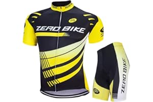 ZEROBIKE Men's Short Sleeve Breathable Cycling Jersey Set 3D Padded Bicycle Shorts Sportswear Suit Quick Dry