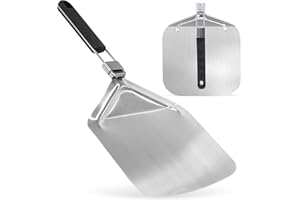 NutriChef Aluminum Pizza Peel – 12” x 24” w/Foldable Rubber Handle for Easy Storage, Pizza Paddle, Pizza Spatula, Pizza Slide