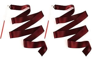 HiUnicorn 2PCS Burgundy Dance Ribbons for Kids Party Favor, 6.6 Ft Streamer Ribbon Dancer Wand for Toddler Gymnastics Rhythmic Dancing, Worship Praise, Talent Show, Outdoor Toy