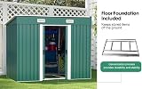Panana 8x4 Green Grey Metal Garden Shed with Free Base Foundation view 4