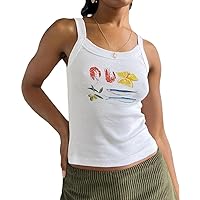 Women Vintage Graphic Tank Tops Causal Sleeveless 90s Retro