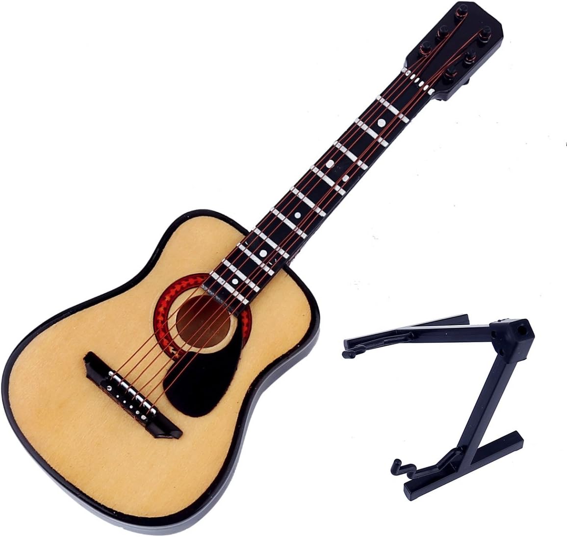 Seawoo Wooden Miniature Acoustic Guitar with Stand and Case Mini