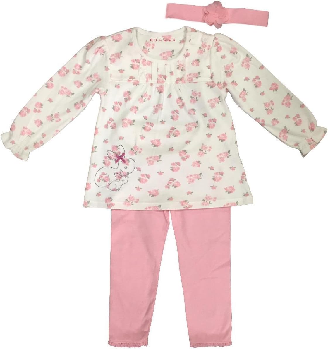 Ex UK Store Baby Girls Floral Top Leggings Headband 3PC Outfit Set