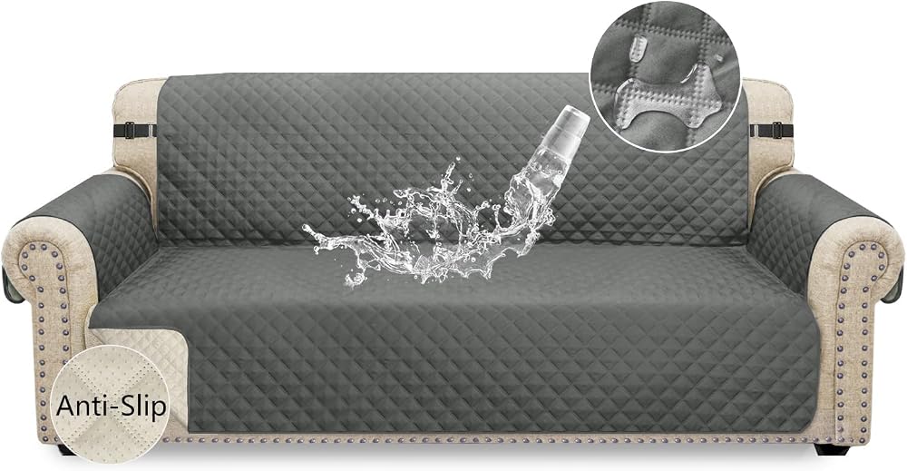 Granbest Waterproof 3 Seater Sofa Cover Non-Slip Elastic Straps Chocolate