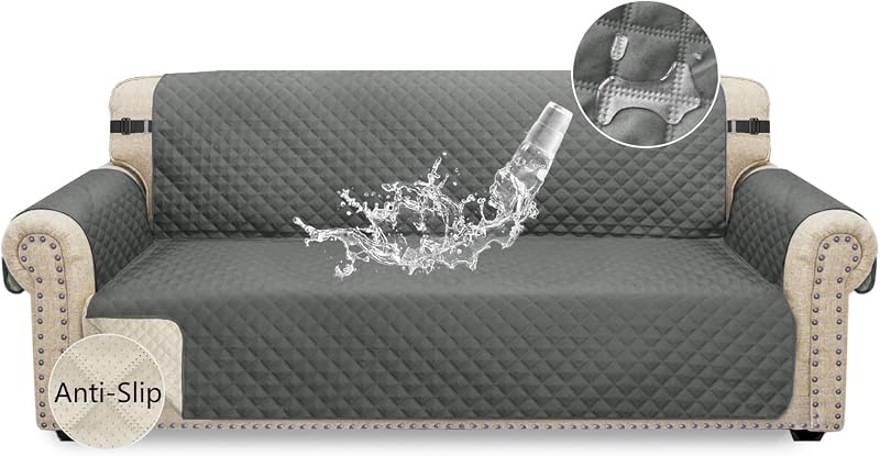 Granbest Waterproof 3 Seater Sofa Cover Non-Slip Elastic Straps Chocolate