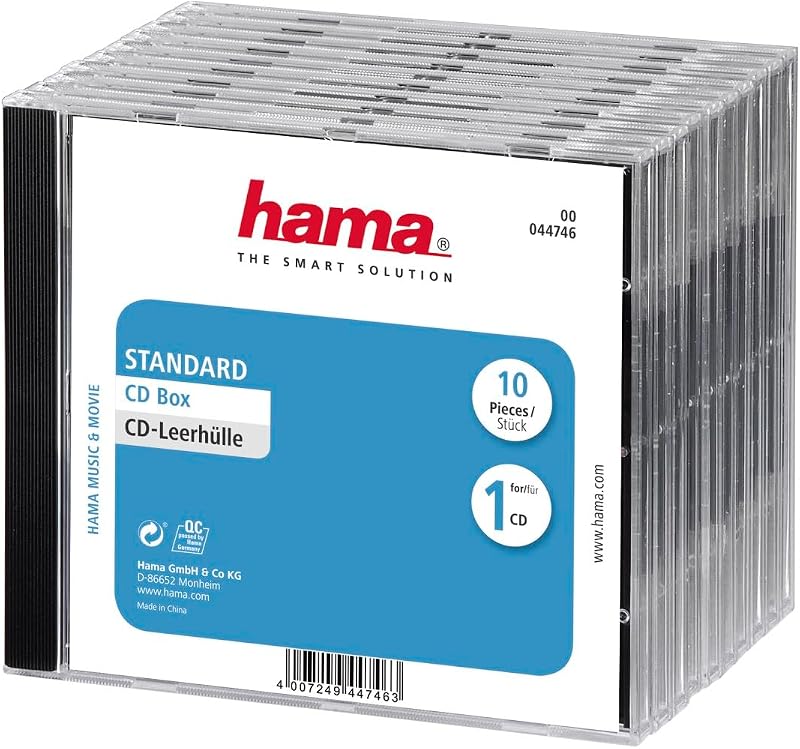 Hama Standard CD Jewel Case Pack of 10 Transparent Black