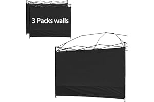 Rinling Canopy Sunwall, Instant Pop Up Canopy Sidewall Waterproof Canopy Shade Wall for 10x10ft Canopy Tent Gazebos 3 Pack Sidewall Only(Black)