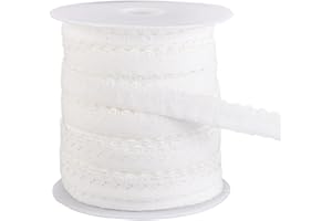 BENECREAT 25 Yards White Fold Over Elastic Trim, 10mm Wide Solid Color Trim Elastic Sewing Stretch Ribbon for Hair Bow DIY Cr