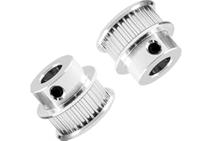 Eilumduo Aluminum 30 Teeth 8mm Bore Timing Belt Pulley for Width 6mm 3D Printer Belt（Silver, 2 Pcs）