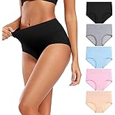 Molasus Women's Cotton Underwear High Waisted Full Coverage Ladies Panties (Regular & Plus Size)