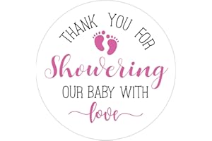 Pink Little Feet Baby Shower Stickers, Thank You for Showering Our Baby with Love Stickers, Baby Shower Favors for Girls, Bab