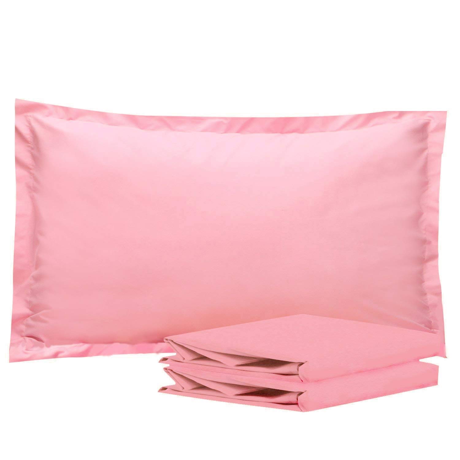NTBAY 2 Pack 100% Brushed Microfiber Oxford Pillowcases, 1800 Super Soft and Cozy, Wrinkle, Fade, Stain Resistant King Oxford Pillow Cases | Hotel Quality Pillow Shams, 50x90 cm, Pink