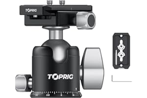 Accsoon Toprig Camera Tripod Ball Head Mount 51mm with 1/4” Arca Swiss Quick Release Plate Adapter, Aluminum 360° Panoramic Shooting for Tripod/Monopod/Camera Slider/DSLR Camcorder Loading 44lb