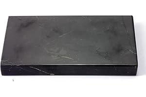 Shungite Club Shungite Polished Tile 100x60 mm Black Stone Plate, Decorative Mineral, Meditation, Energy Balance