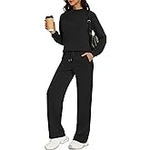 Casly Lamiit Women's 2 Piece Lounge Set Trendy Casual Outfits Boat Neck Sweatshirt Wide Leg Sweatpants Travel Tracksuit Sets