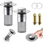 Stainless Steel Floor Drain Filter,Bathroom Sink Stopper Hair Catcher with Removable Stainless Steel Filter Basket Hair Catcher,Isolate Odor Pop Up Sink Drain Filter(2Pcs) (2Pcs)
