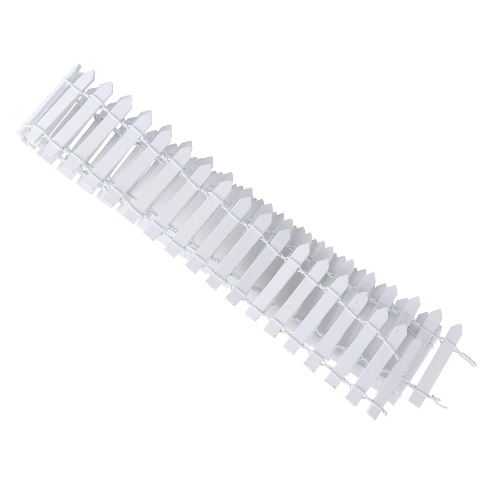 Holibanna Fairy Garden Fence Wood Picket Fence Christmas Tree Miniature Landscape Ornament Garden Wedding Fairy Party Decoration (100cm x 5cm White)