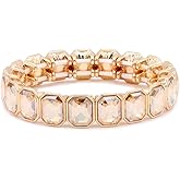 Lavencious Elegant and Thin Stretch Bracelet Adorned with Sparking Crystals Bridal Wedding Jewelry for Women 7"