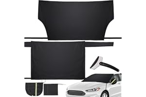 JULBEAR Windshield Snow Covers Set with 2 Mirror Covers Snow Shovel Storage Bag Front Back Rear View Windshield Frost Cover for Ice and Snow Ice Removal Wiper Protector Fit Most Cars Trucks Vans