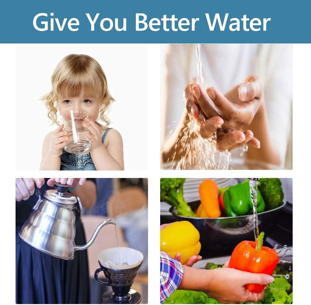 Jricoo Faucet Water Filter, 304 Stainless Steel Water Filtration System,High Water Flow Tap Water Purifier for Kitchen,Removes Lead, Flouride & Chlorine - Fits Standard Faucets: Home & Kitchen