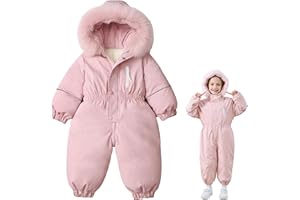 UVIPC Toddler Snowsuit 2T 3T 4T 5T Kids Baby Boys Girls Snow Suits Winter Clothes Faux fur Hooded Jumpsuit Coat Outdoor