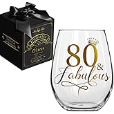 Pokolllee 80 Fabulous Wine Glass 80th Birthday Gifts for Women, Happy 80th Birthday Wine Glass, Fun Gag 80 Fabulous Gift for Grandma Mom Friends Wife Coworker, 80th Birthday Turning 80th Gift