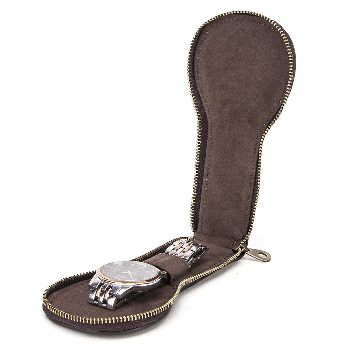 Hiram Watch Travel Case for 1 Watch Handmade Genuine Leather Watches Storage Box Portable Watches Travel Organizer