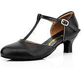 Women's Latin Ballroom Dancing Heels Wedding Pumps T-Strap Character Shoes