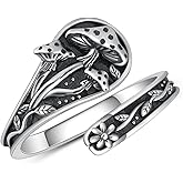 Daixiya Spoon Rings for Women 925 Sterling Silver Mushroom/Phoenix/Snake/Cardinal/Octopus/Tree of Life/Sunflower/Highland Cow/Dragonfly/Dragon/Horse/Sea Turtle/Frog Rings