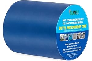 SUNLL Waterproof Butyl Tape 6" W X 16'L, Adhesive Butyl Sealant Strip for RV Repair, Boat Sealing, Sun Room, Glazed Tile, Rubber Roof Patching, Blue