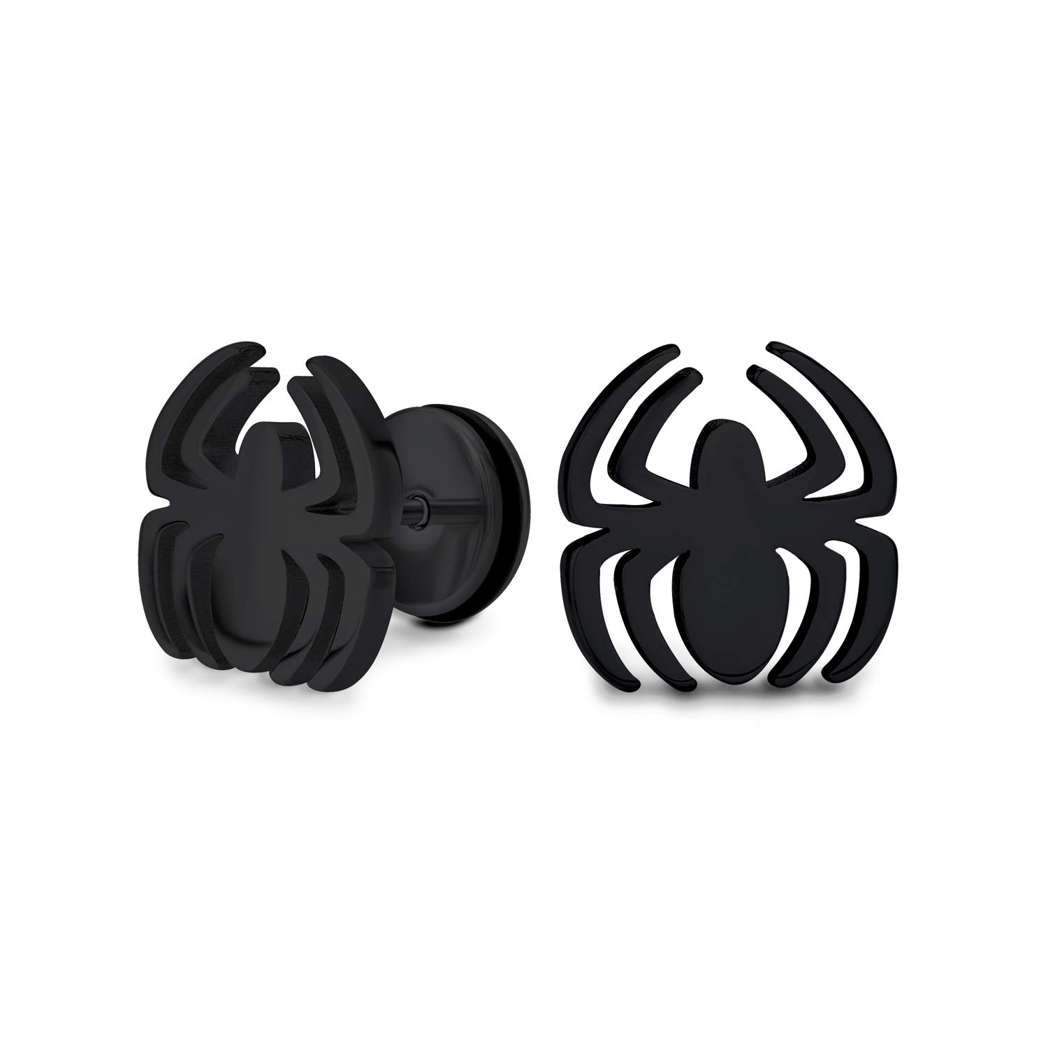 Black Widow Spider Insect Faux Fake Cheater Illusion Plug Stud Piercing Earrings Surgical Steel 16G Stud Earrings For Men For Women