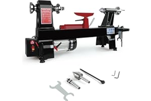 HIGHTALL Wood Lathe Machine, 12 x 20 inch, 550W 3/4HP, 5 Speed Settings 680-2770 RPM Benchtop Lathe with Thickened Tool Rest,Stainless Steel Live Centers/Steel Faceplate