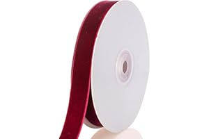 ATRBB Wine Red Velvet Ribbon - 5/8 Inch Width, 10 Yards Per Roll - Classic Elegant Flocked Ribbon for Gift Wrapping, Crafts, and Decorations